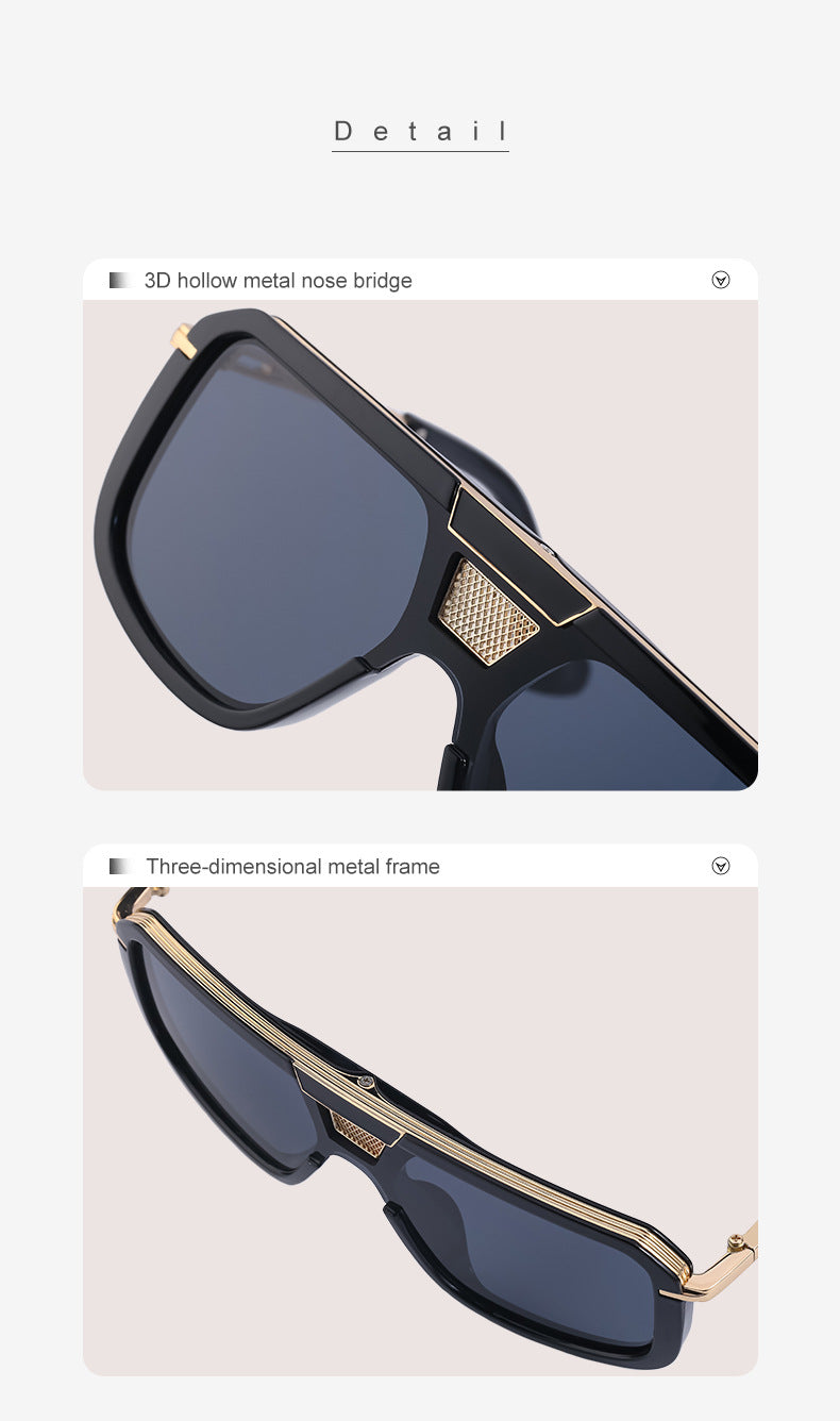 New Retro Square Frame Sunglasses for Men, European and American Style Large Frame Sunglasses for Women, Trendy Wholesale Sun Protection Sunglasses