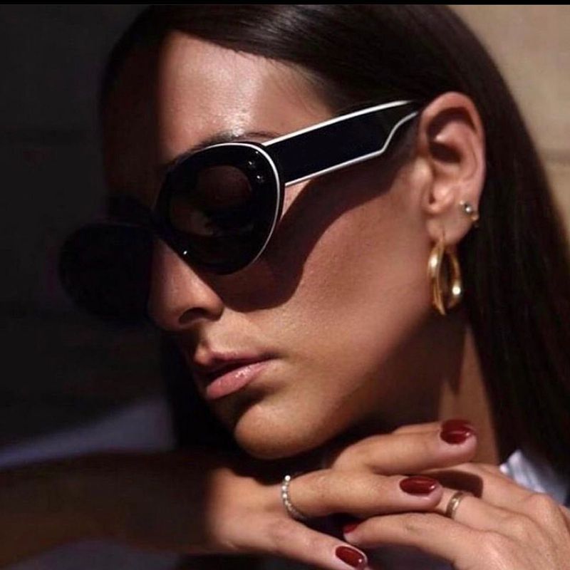 New Wide Mirror Leg Cat Eye Sunglasses for Women, European and American Fashion, High-End Feel Sunglasses sunglasses