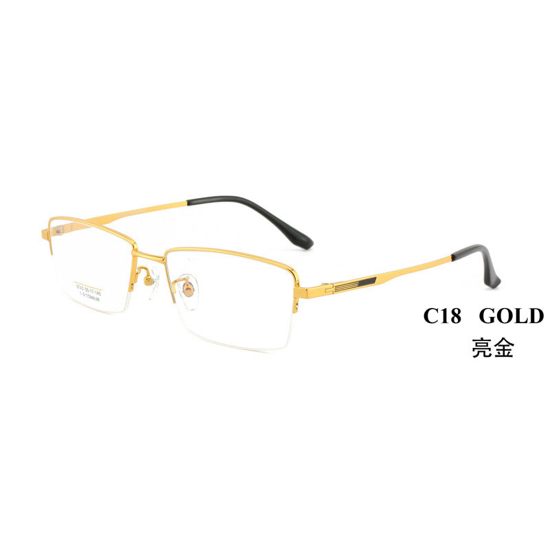 Men's Half-Frame Glasses Business Simple Glasses Frame New Men's Metal Frame Trendy Men's Square Large Frame
