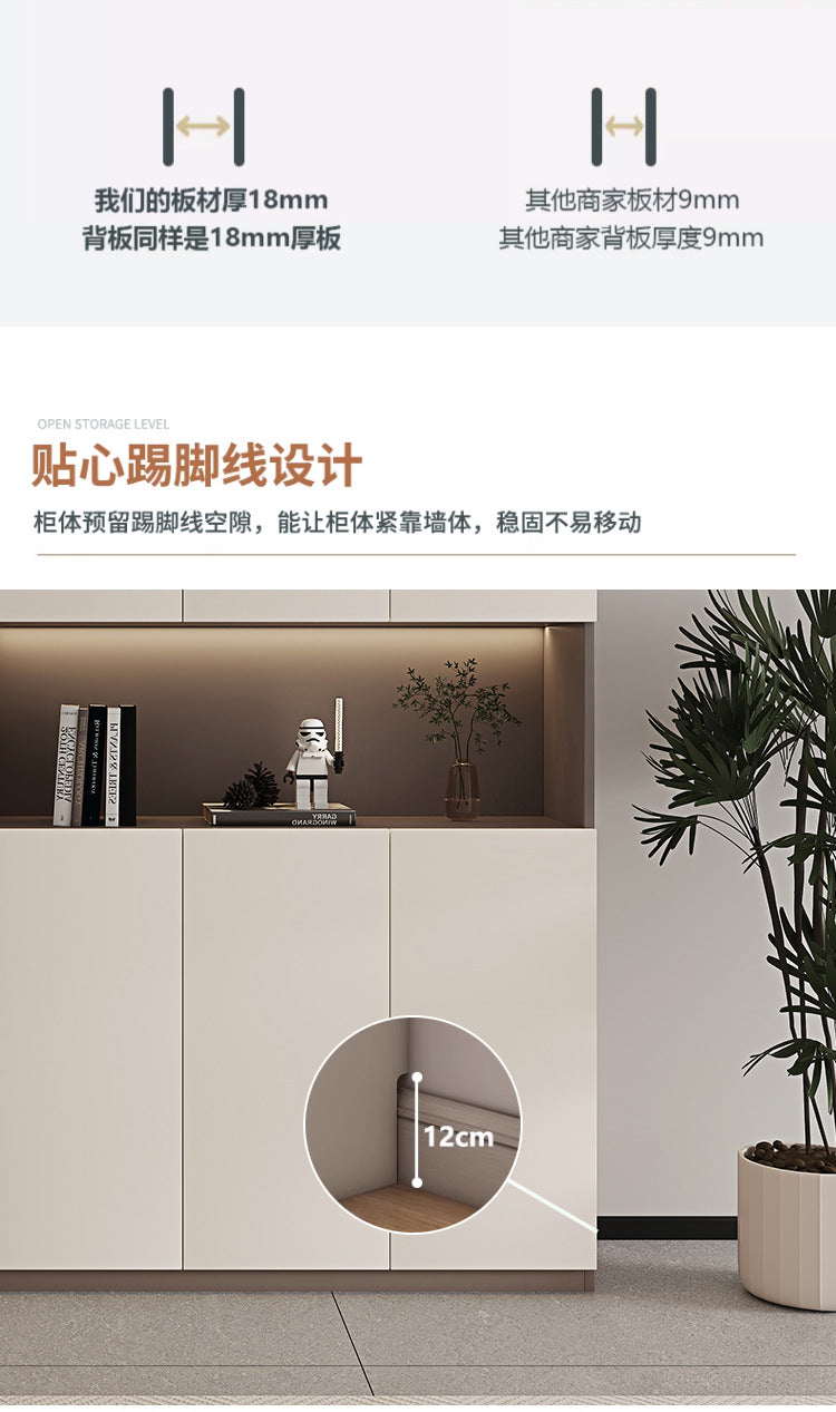 Solid Wood Entryway Shoe Cabinet Home Integrated Cabinet Top-to-Top Cream Style Simple Integrated Partition Large Capacity Doorway Shoe Cabinet