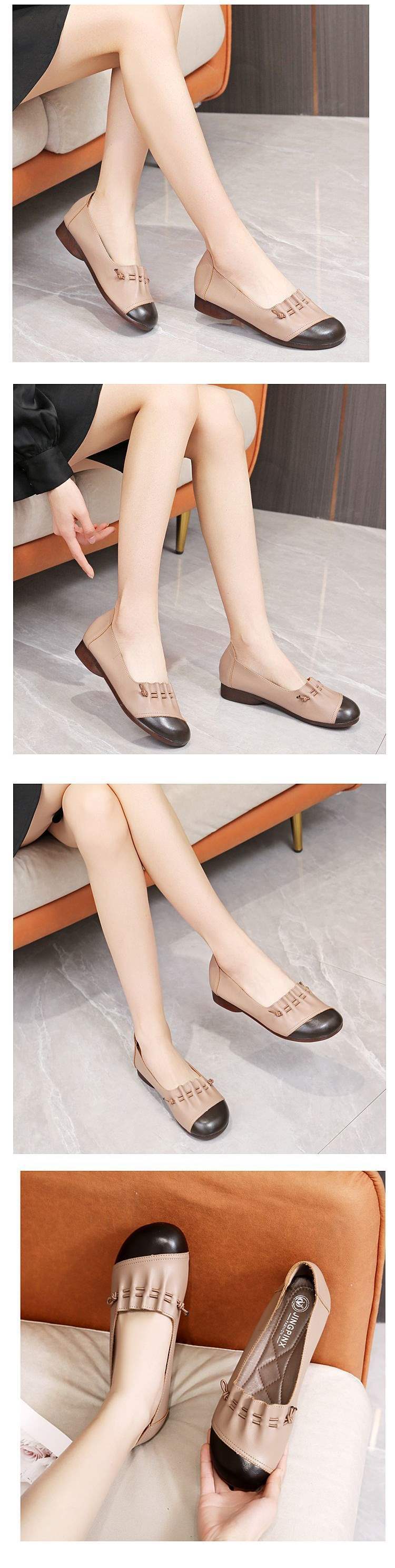Soft Bottom2025New Spring and Summer Women's Casual Leather Shoes Flat Bottom Middle-aged and Elderly ladieswear Shoes Non-slip Women's Shoes