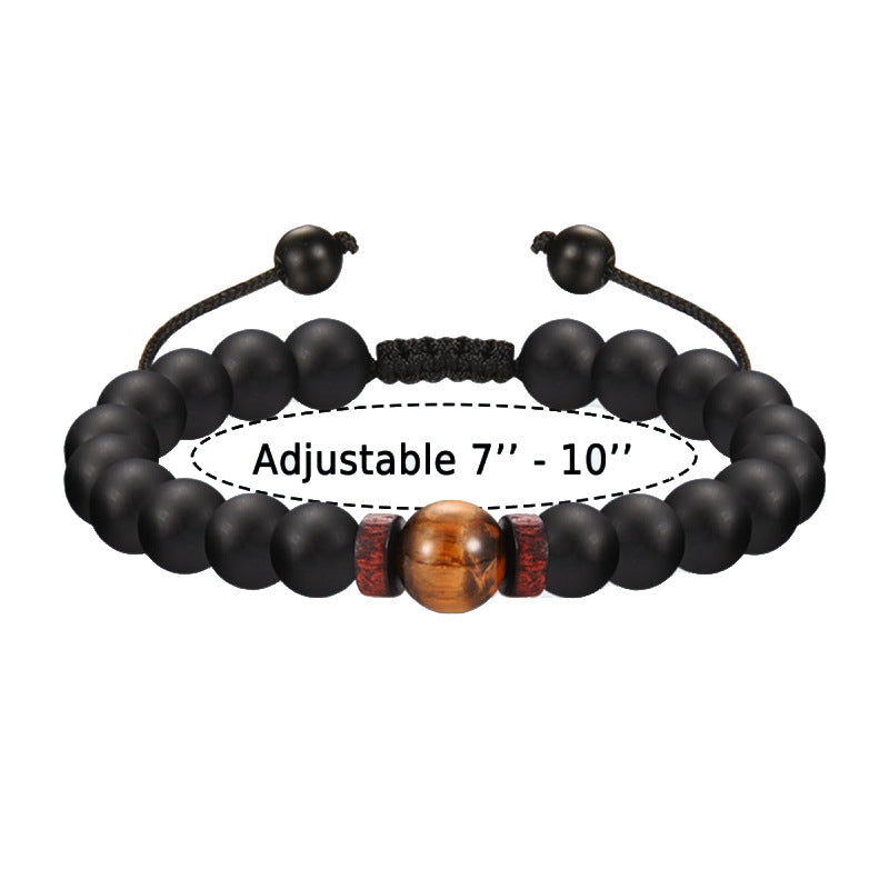 Tiger Eye Stone Spacer Braided Bracelet8mm Black Matte Beaded Stretch Bracelet Birthday Gift Woven Bracelet