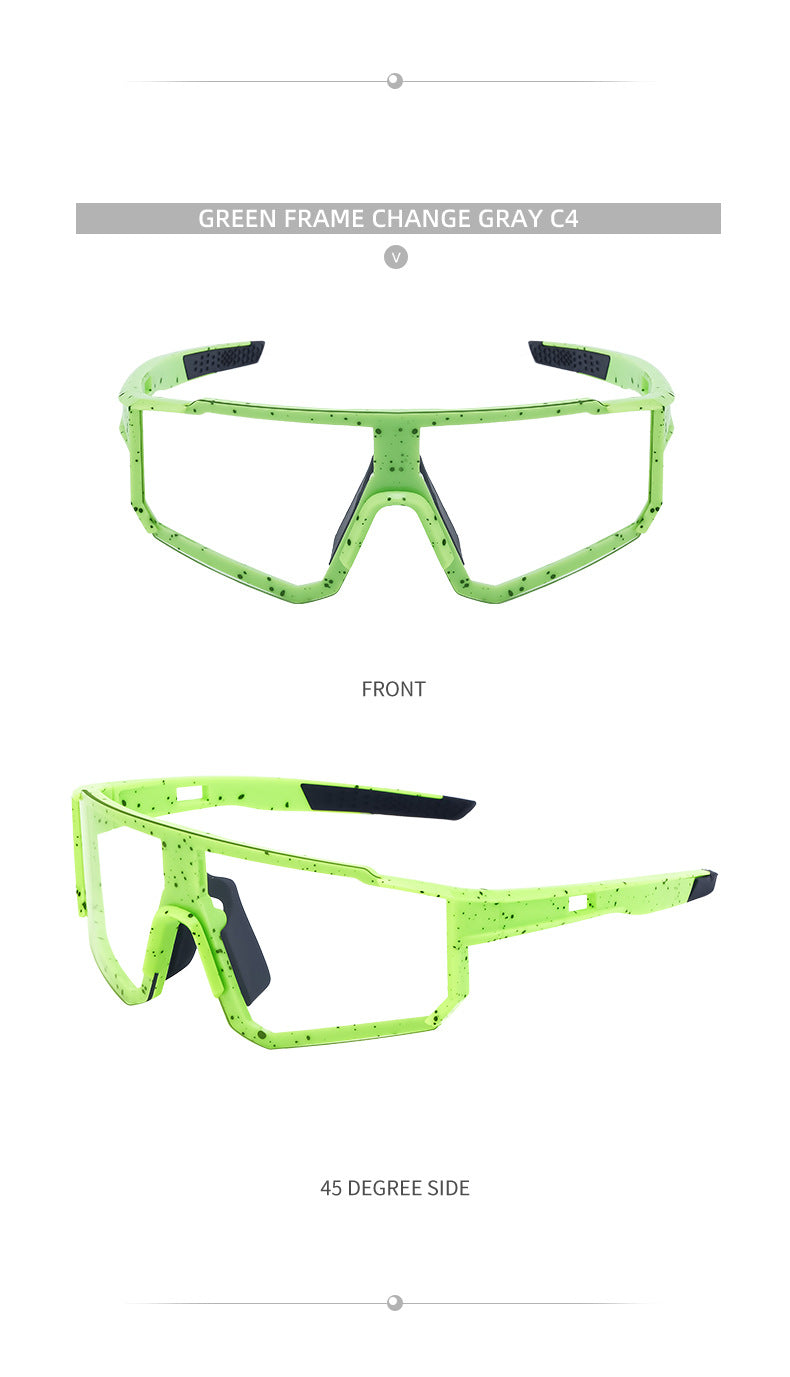 European and American One-piece Photochromic Sunglasses Women Outdoor Cycling Sports Windproof Sunglasses Men Wholesale shades