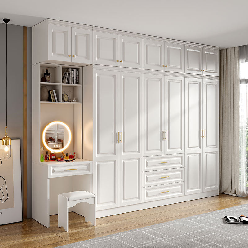 Modern Residential Dressing Wardrobe Light Luxury Pure Desire Style Custom Wall Cabinet Three-Dimensional Carving Free Combination Large Capacity Wardrobe