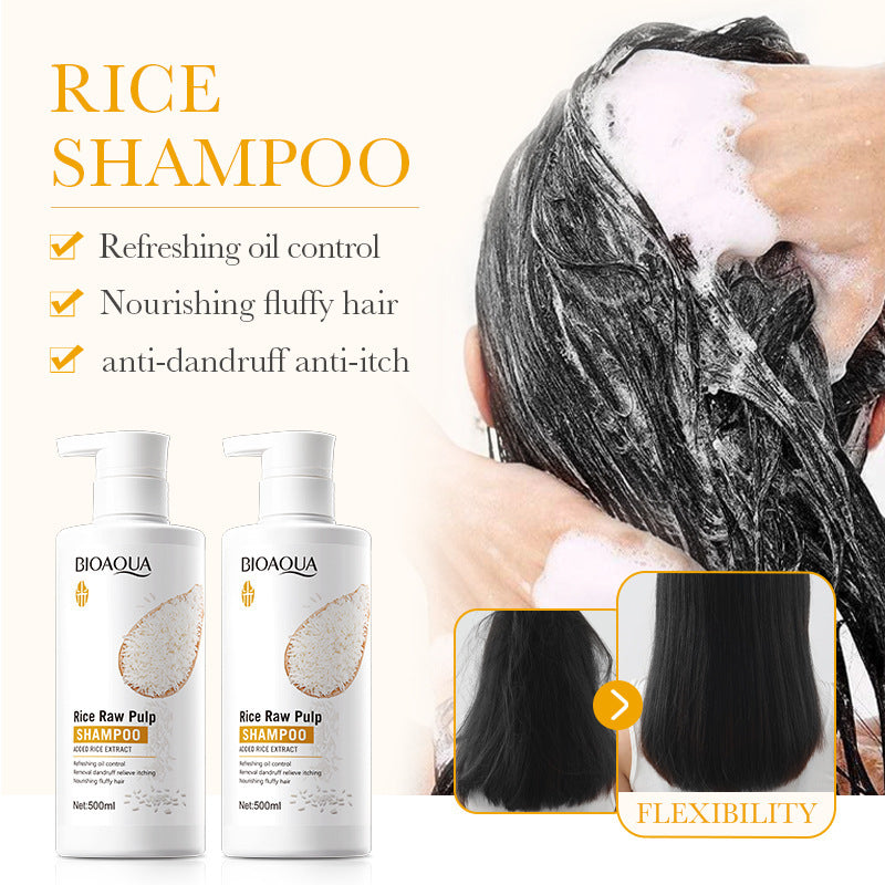 BIOAOUA Rice Puree Shampoo Anti-Dandruff Oil Control Volumizing Long-Lasting Fragrance Hair Wash Foreign Trade