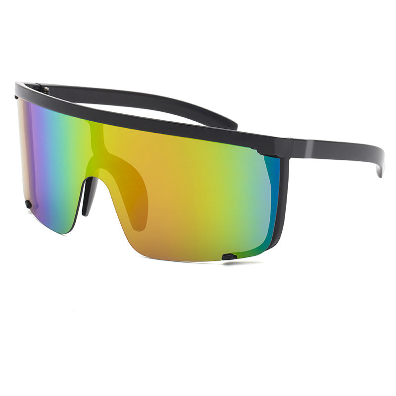 Colorful Cycling Sports Sunglasses for Men17183One-piece Windproof Frame Sunglasses for Men Trendy Sun Protection Glasses