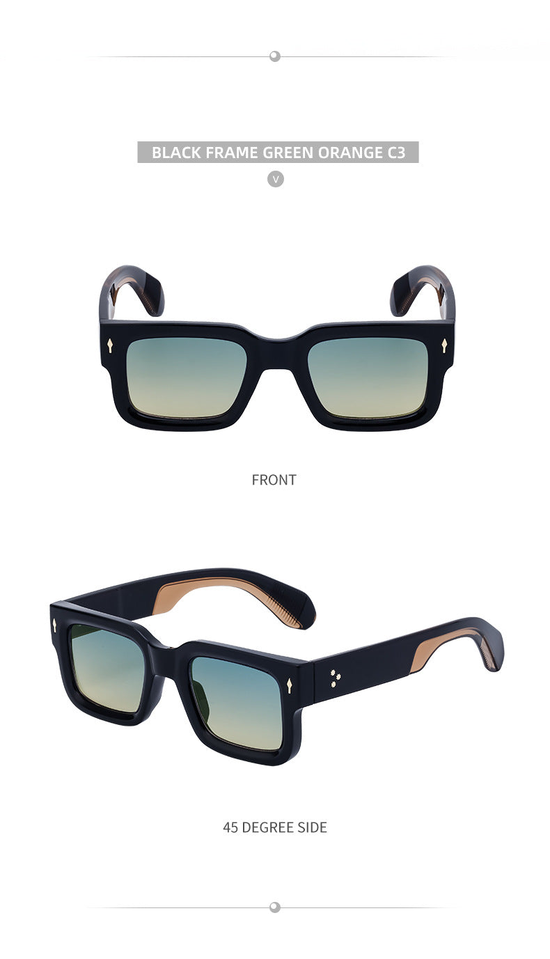 2025New Retro Square Frame Sunglasses for Men High-End European and American Retro Sunglasses Men's Trend sunglasses