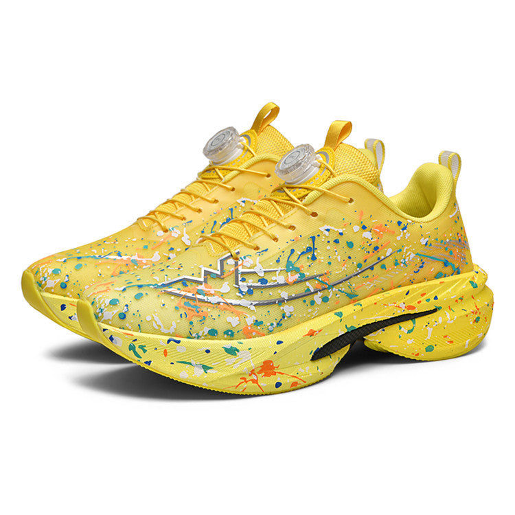 2025Four Seasons New Casual Couple's Real Explosive Carbon Plate Rotating Buckle Running Shoes Youth Graffiti Fashion Sports Shoes