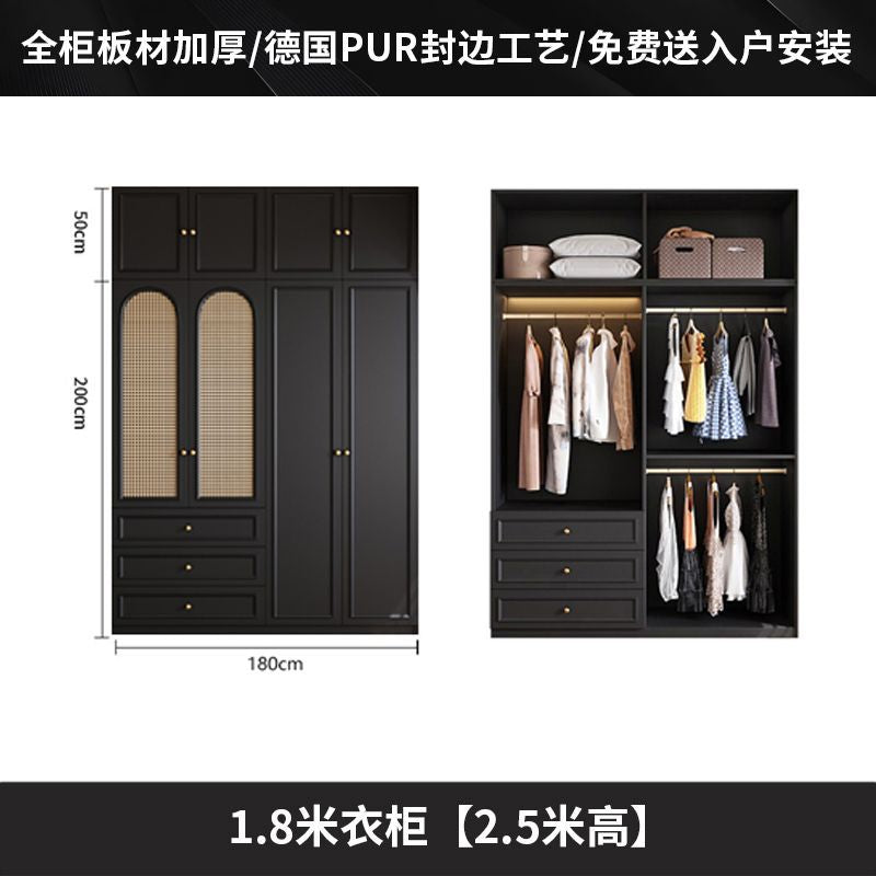 Vintage Style Wardrobe Black Cabinet Wardrobe for Home Bedroom Small Apartment Modern Simple Side Cabinet Top Cabinet Furniture Wardrobe