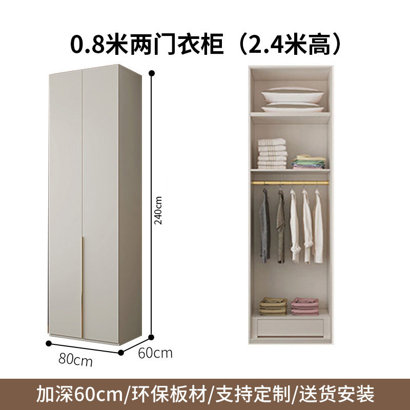 One-Door to Ceiling Heightened Solid Wood Wardrobe for Home Bedroom, Double Door Simple Assembly Cabinet, European Pine Board Storage Cabinet, Wardrobe