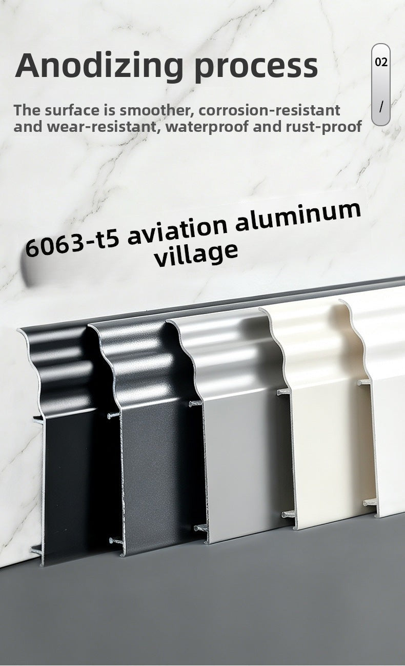 Aluminum alloy skirting board7cm Ultra-narrow double-layer snap-on skirting board, ultra-thin self-adhesive metal aluminum alloy baseboard