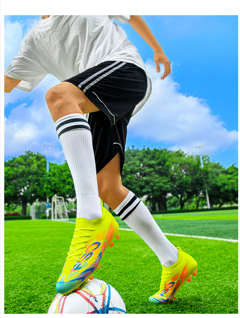 Manufacturer Football Shoes Long Spikes Student Adult Outdoor Turf Training Shoes Professional Competition Sports Shoes Wholesale
