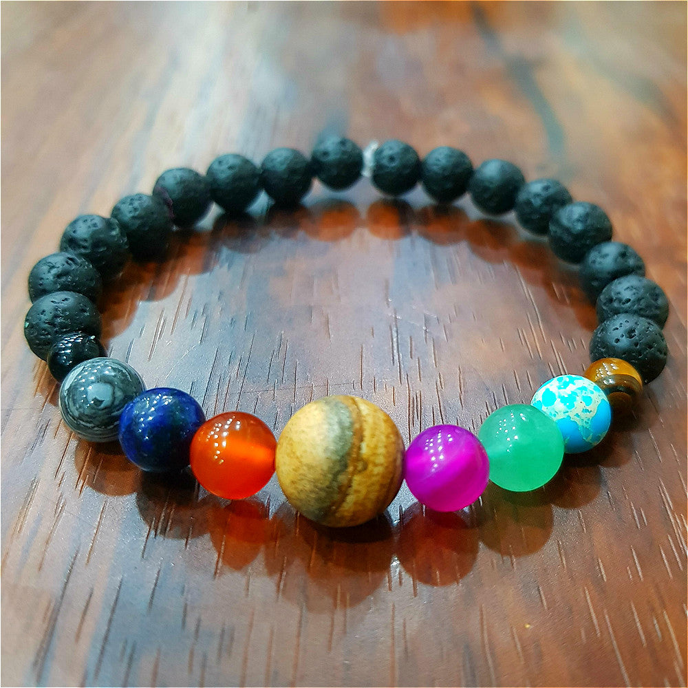 Hot-Selling Universe Galaxy Solar System Eight Planets Bracelet Guardian Star Natural Stone Bead Bracelet Seven Meridians Bracelet