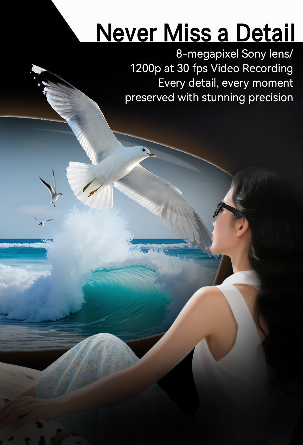 AIMB-G2Smart Glasses800100 Megapixel Camera Ai Translation Character Recognition1200P Anti-Shake Video Recording