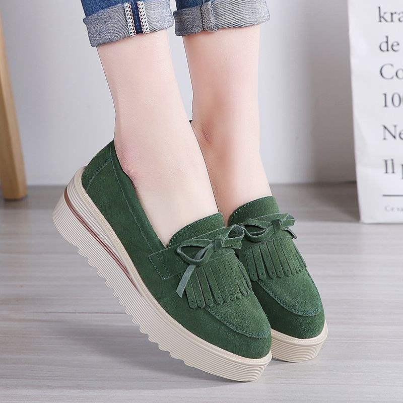 VIVIDENT New Spring and Autumn Platform Shoes for Women, Thick Sole Wedge, Large Size Slip-On Casual Mom Shoes