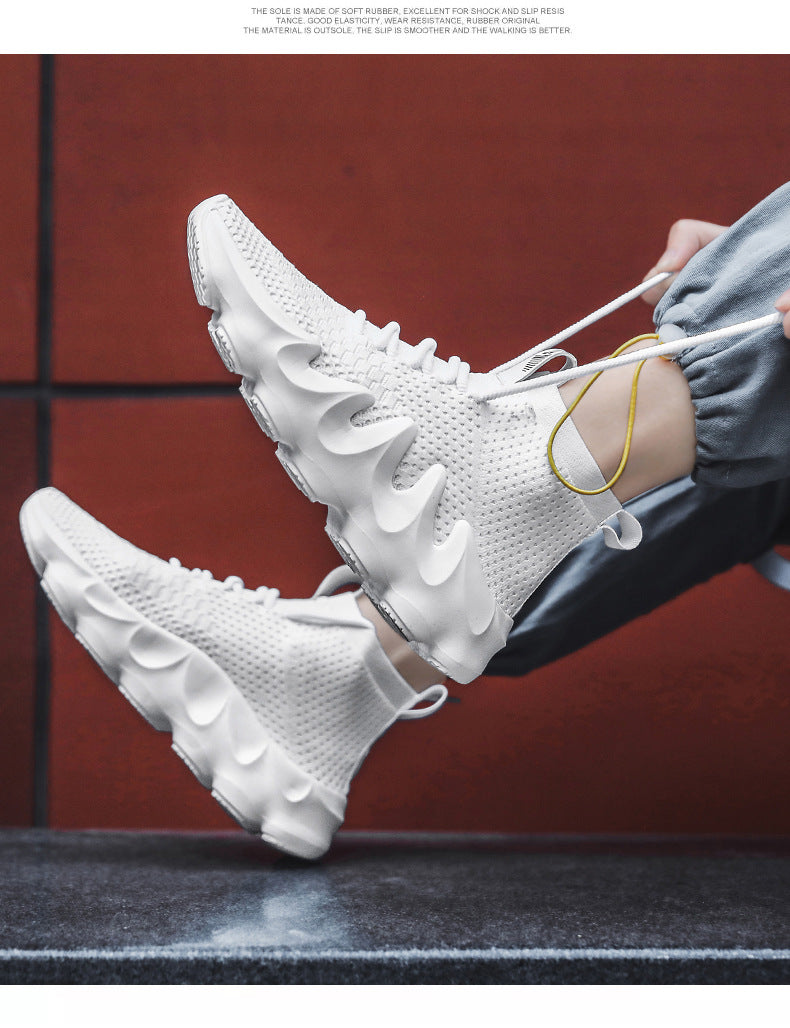 New Large Size Men's Shoes Sports Casual Shoes Men's Korean Style Trendy Shoes Lightweight Breathable Sock Shoes Men's Volcano Shoes