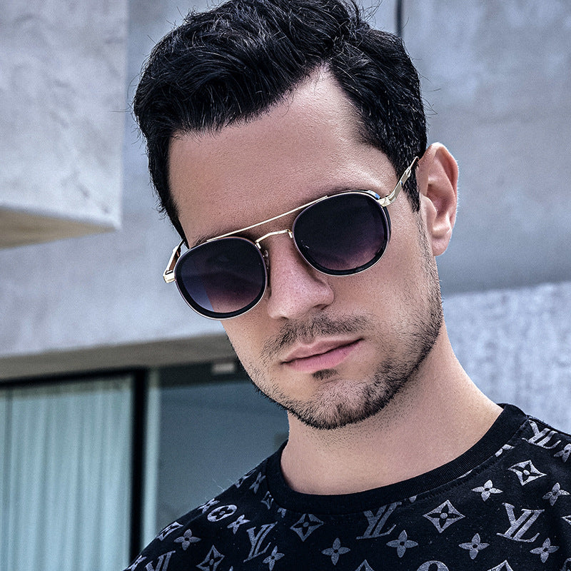 European and American Retro Oval Frame Sunglasses for Men, Side Wrap Small Frame Sunglasses for Women, Trendy Glasses Wholesale shades