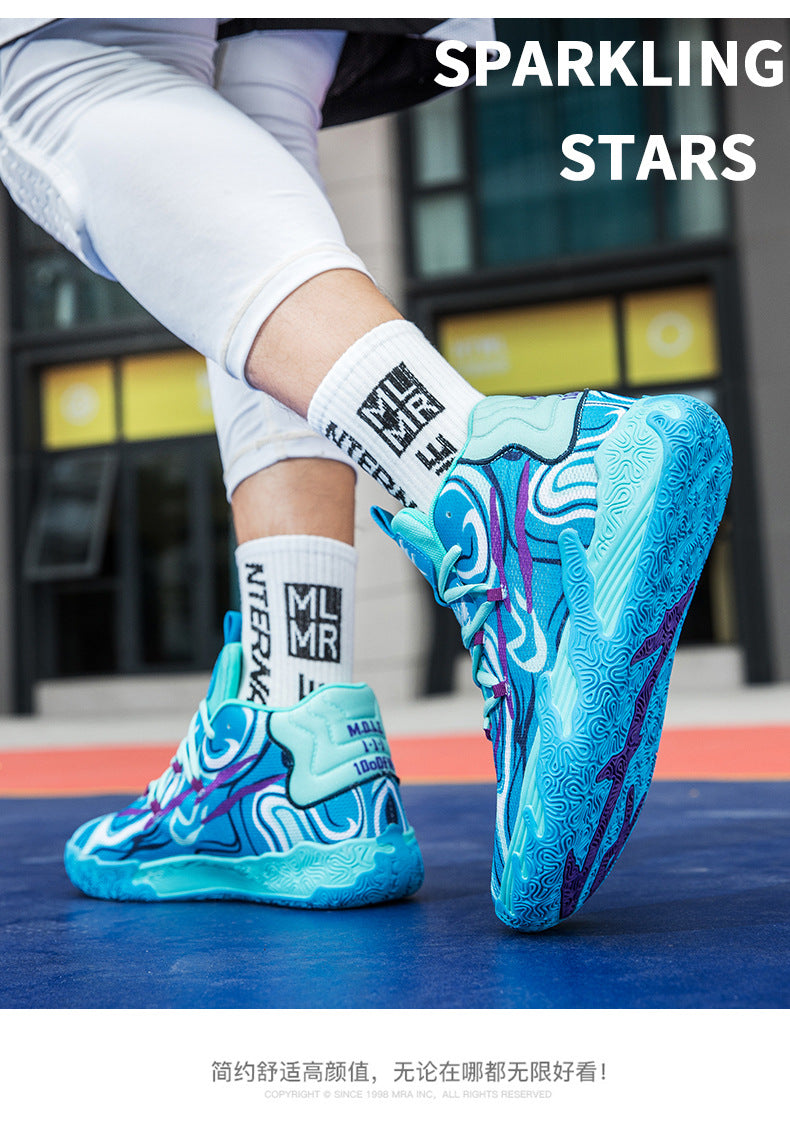 New Mid-Calf Professional Basketball Shoes Outdoor Practical Breathable Couple Shoes Thick Sole Non-Slip Unisex Shock Absorption Sports Shoes