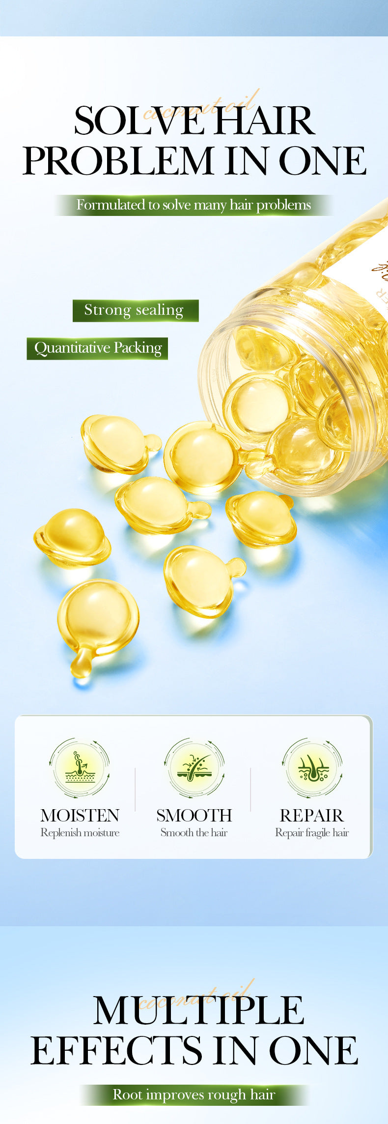 Full English Coconut Oil Smooth Conditioner SADOER Nourishing and Smooth Hair Care Essential Oil Capsules  Wholesale