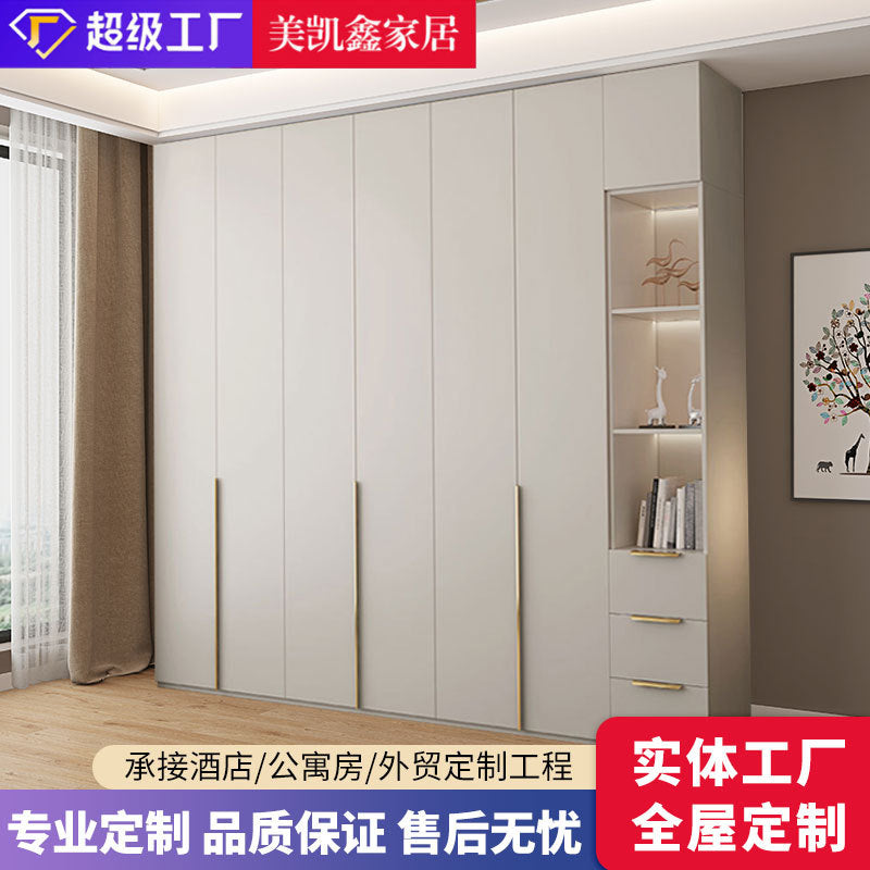 Solid Wood Multi-layer Board and European Pine Board Wardrobe Customization for Home Bedroom Cloakroom One Door to Ceiling Full House Custom Wardrobe