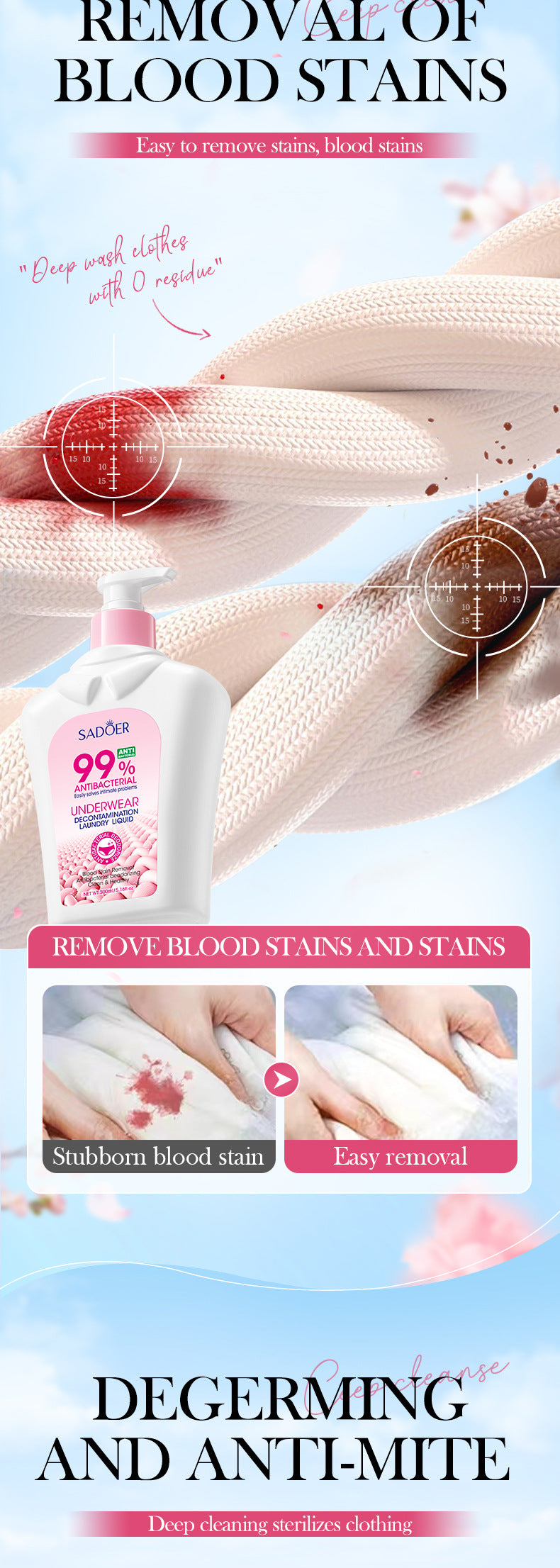 Full English Antibacterial Stain Removal Underwear Laundry Detergent SADOER  foreign trade wholesale of laundry detergent for cleaning clothes