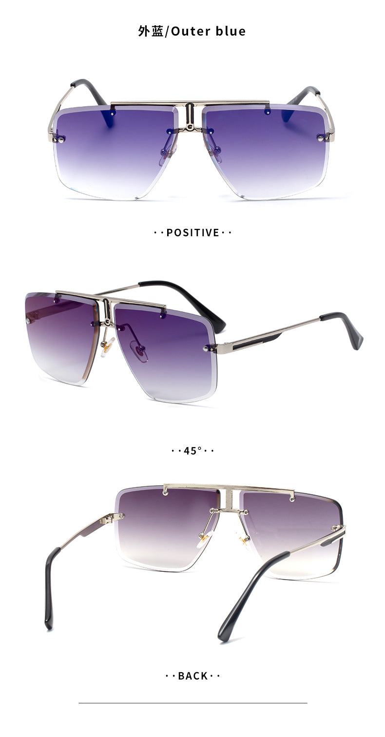 Frameless Sunglasses Men's High-end European and American Fashion New Trendy Glasses Women's Square Frame Sunshade Sunscreen Sunglasses