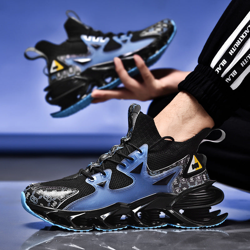 Fashion Blade Men's Shoes Mesh Breathable Sports Casual Running Shoes Men's Shock Absorption Anti-Slip Height Increasing Dad Trendy Shoes