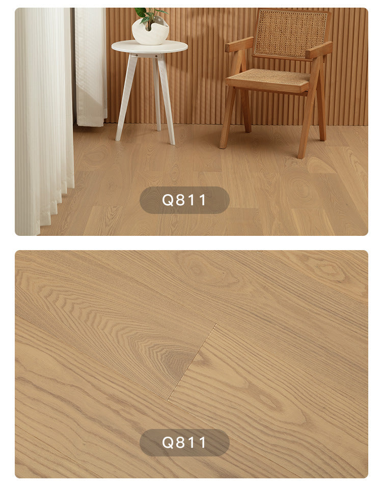 1.2mm White Ash Natural Wood Veneer New Three-Layer Solid Wood Composite Floor Heating Home Eco-Friendly Flooring Package Installation for Entry