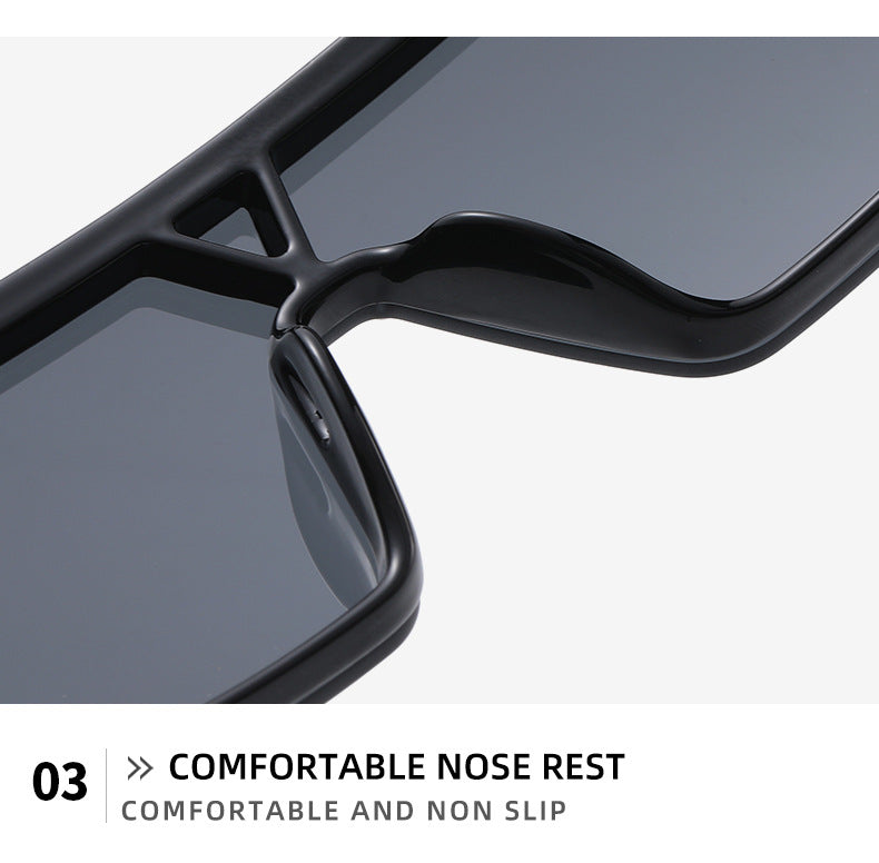 Donkey House1583European and American One-Piece Fashion Personality Sunglasses for Women, White Mercury Print Trendy Sunglasses for Men