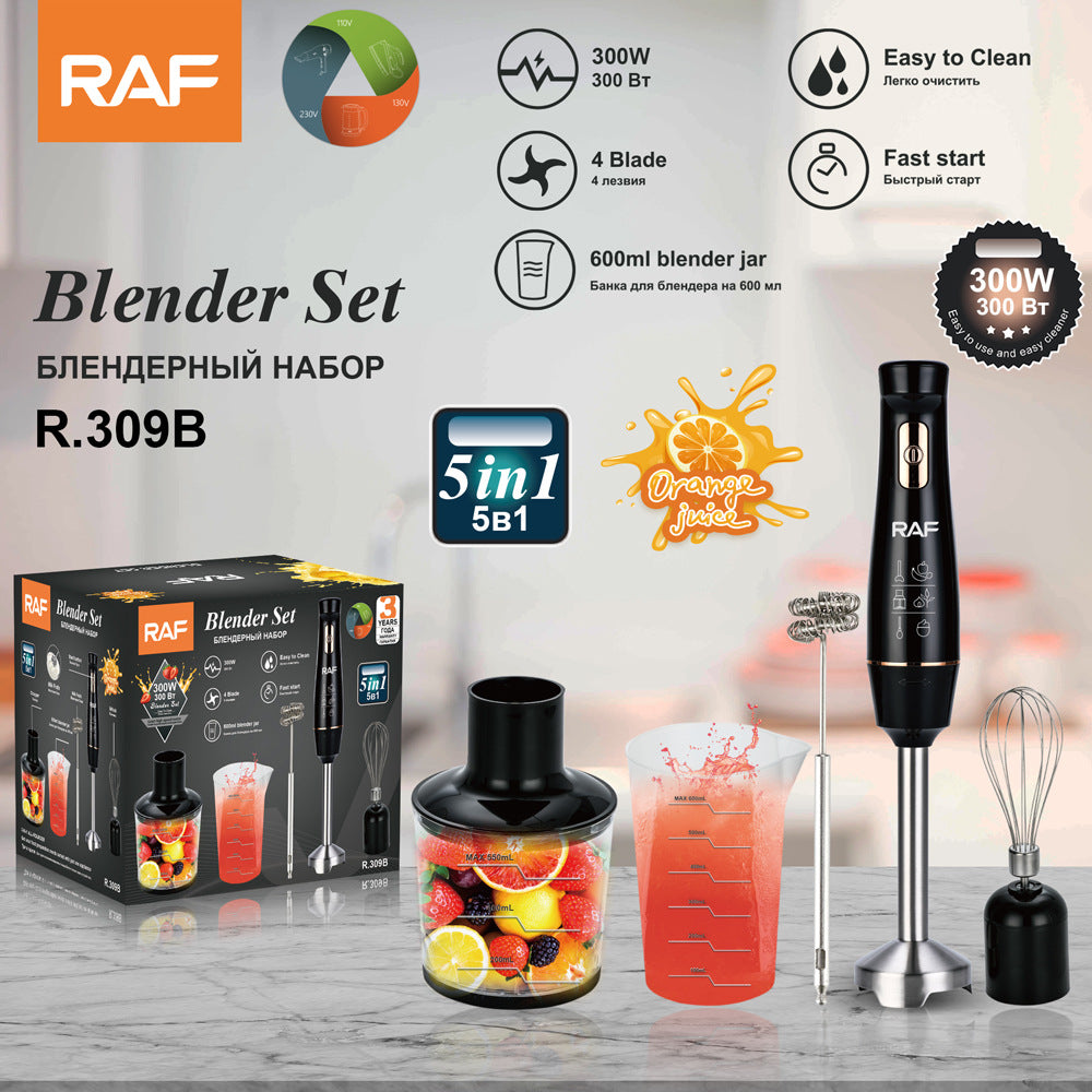RAF EU Standard Portable Household Electric Stainless Steel Cooking Stick Blender Food Mixer 5-in-1309