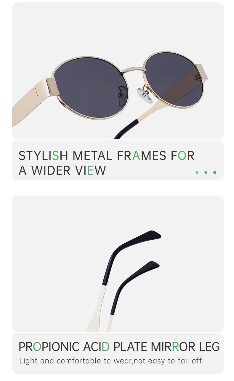 New European and American Fashion Oval Frame Sunglasses for Women High-end Sunglasses for Women Trendy Sunscreen Wholesale sunglass