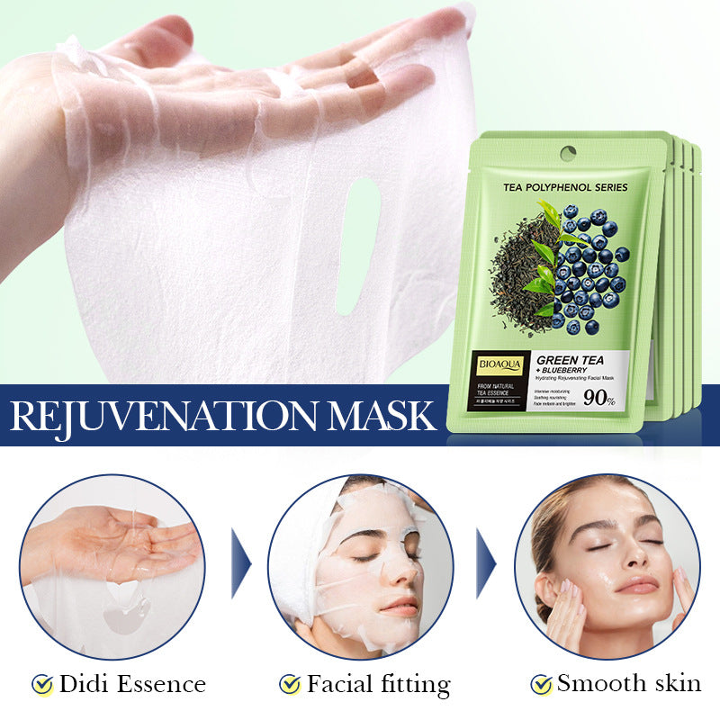 Green Tea Blueberry Rejuvenating Mask BIOAOUA Hydrating and Moisturizing Face Mask Stickers Cross-Border Wholesale
