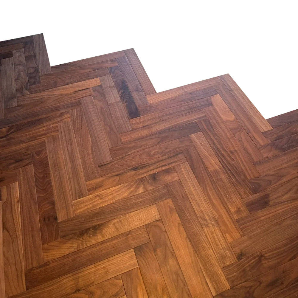 18mm Solid Wood Engineered Black Walnut Flooring | Customizable Three Layer Hardwood Panels High-End Residential Villa