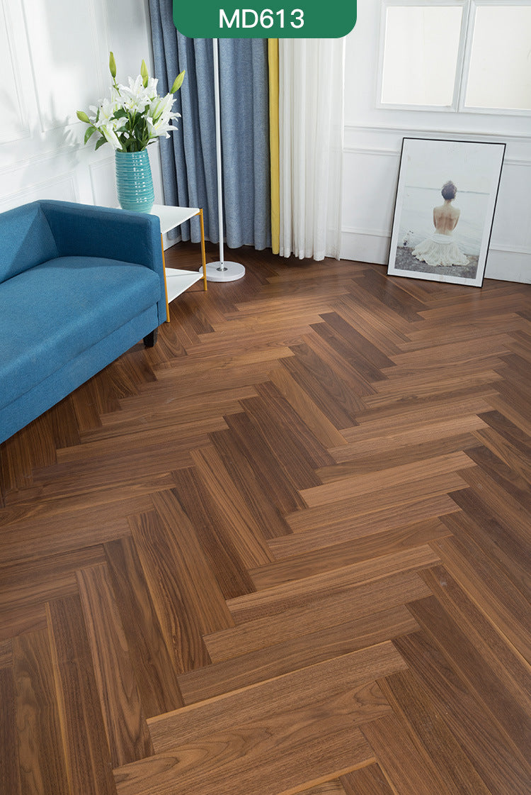 In-stock wholesale with on-site installation Herringbone Locking Floor Heating New Three-Layer Solid Wood Flooring Oak Black Walnut Flooring