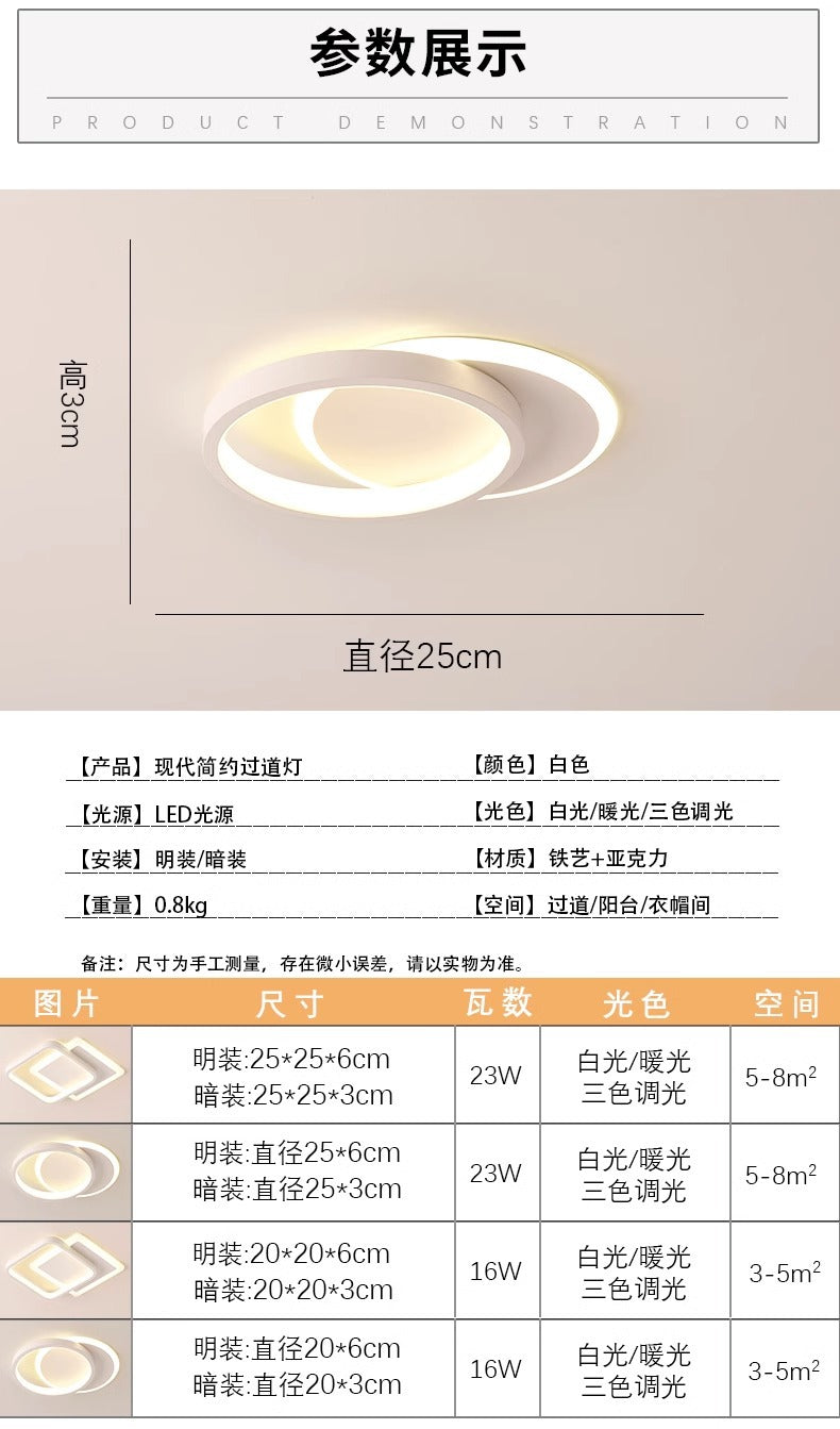 Creative aisle light corridor light, simple and modern led Ceiling Light Square Cloakroom Surface Mounted Recessed Entryway Stair Light