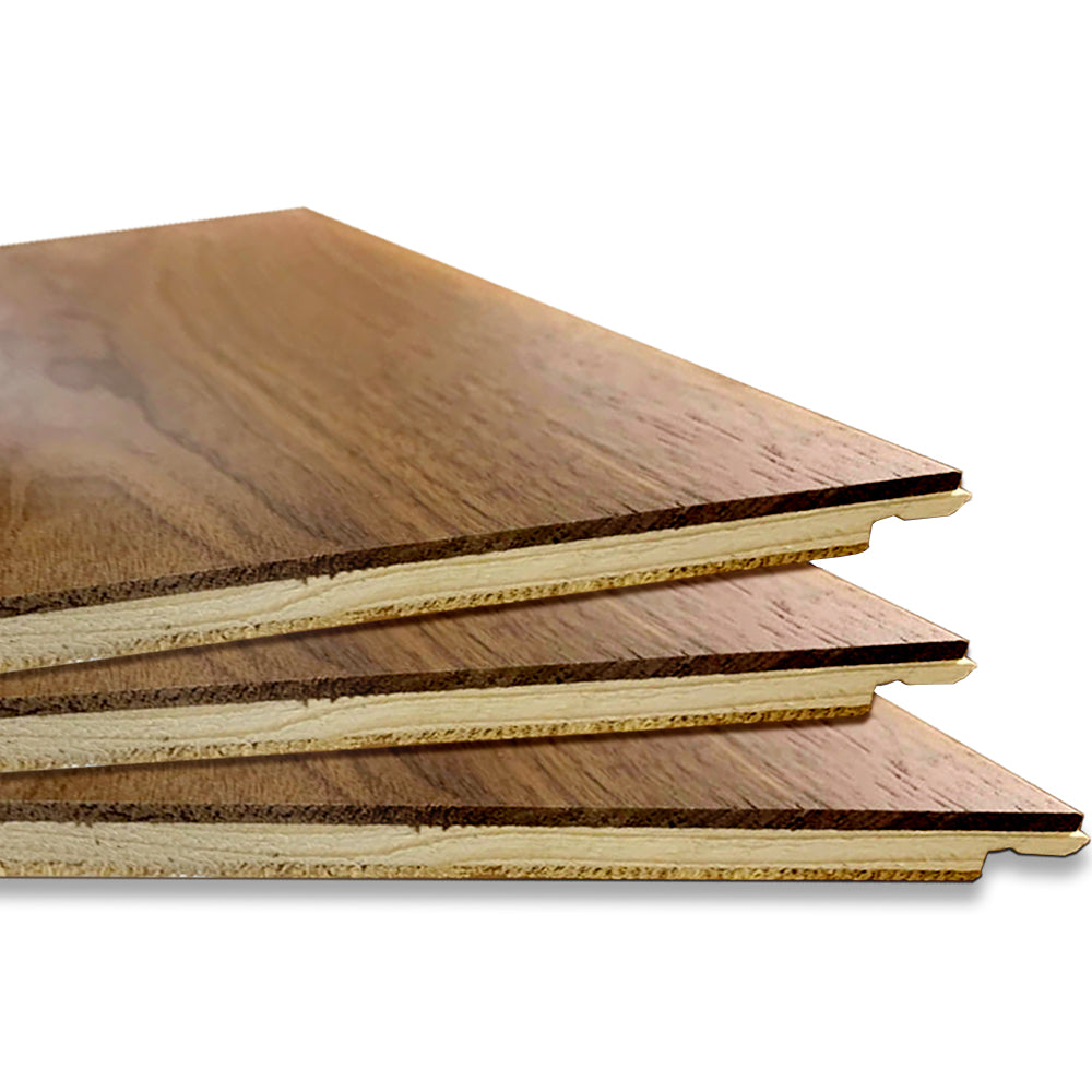 18mm Solid Wood Engineered Black Walnut Flooring | Customizable Three Layer Hardwood Panels High-End Residential Villa