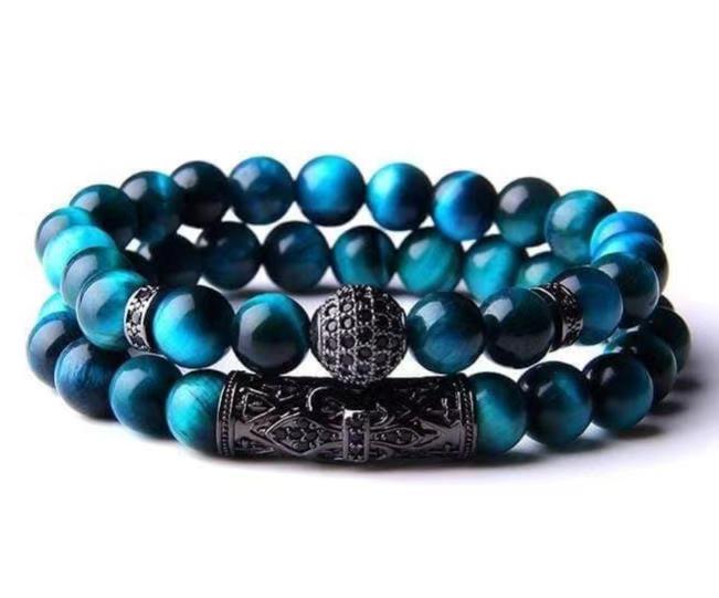 Amethyst Bracelet Men's Volcanic Stone Long Blue Point Bracelet Pyrite White Pine Braided Bracelet