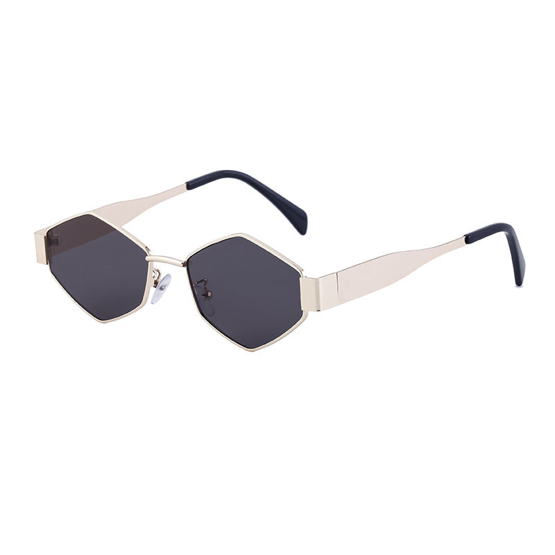 European and American Fashion Irregular Metal Sunglasses for Women Trendy Personality Wide Temple Sunglasses Wholesale sunglass