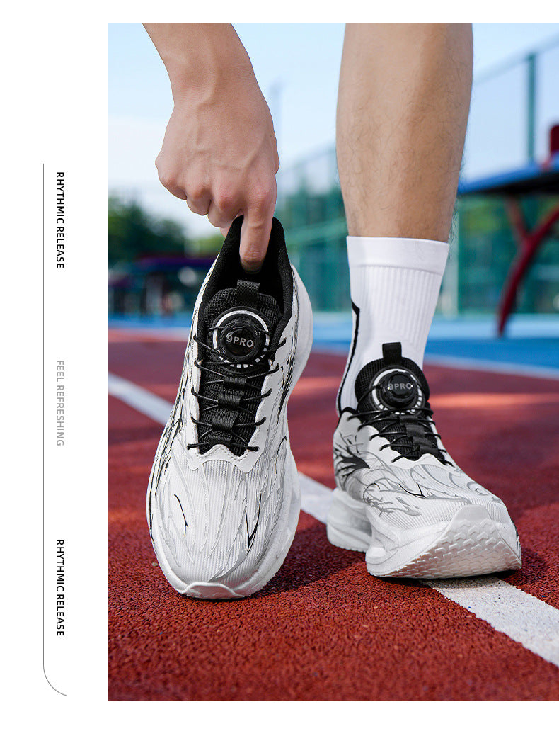 Autumn Winter Double Mesh Thickened Comfortable Rotating Buckle Fluorescent Versatile Running Shoes Youth Carbon Plate Really Soft Sole Sports Shoes