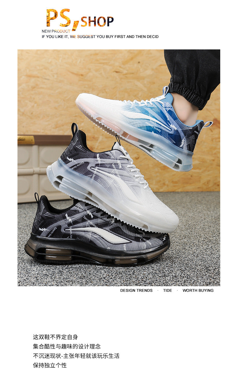 Men's Sports Shoes Spring and Autumn Ice Silk Hot Style Air Cushion Shock Absorption Trendy Men's Shoes Youth Running Shoes Student Casual Running Shoes