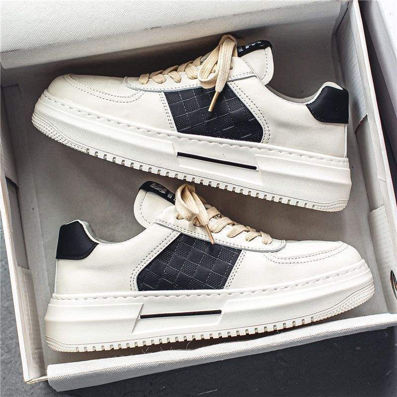 Spring White Sneakers for Men, Casual Trendy Shoes, Platform Shoes, Laceless Thick-Soled Height-Increasing Sports Shoes