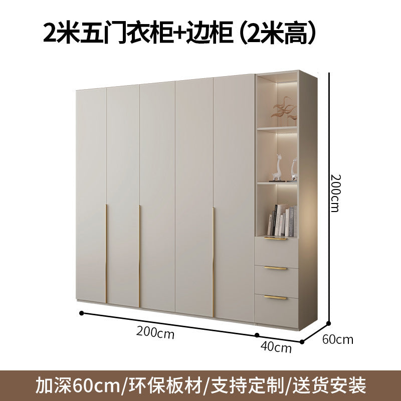 Custom Solid Wood Wardrobe for Home Bedroom Modern Simple Cream Style Hot-Selling Storage Cabinet One-Door to Ceiling Large Wardrobe