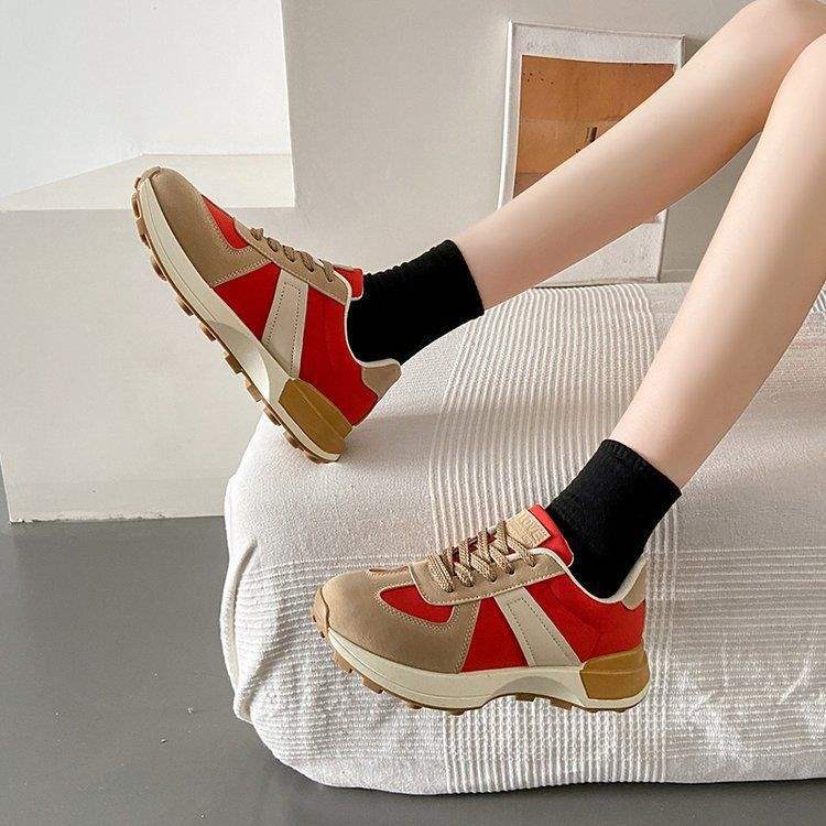 Thick-Soled Waffle Waist-Accentuating Women's Sneakers2025Spring and summer new retro fashion height-increasing running sports casual shoes