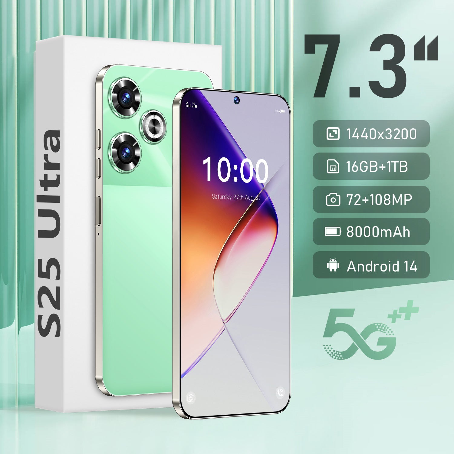 AliExpress TK Popular S25Ultra Android7.3inch smartphone16+1T Brand new, unopened factory