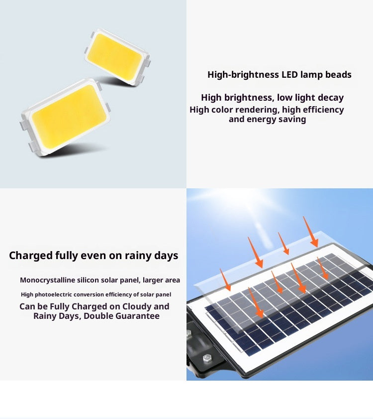 Solar Outdoor Garden & Road Lights IP65 Waterproof LED High Pole Mount with Aluminum Construction