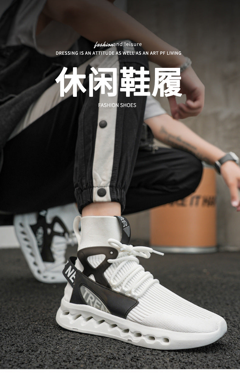 Autumn Winter New Large Size Men's Casual Shoes Youth High-top Shoes Blade Sports Shoes Versatile Running Trendy Shoes