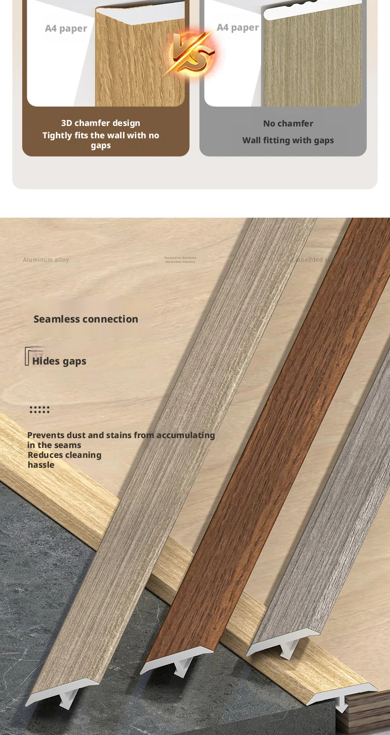 Wood Floor T Flat nail trim strip PVC Edge trim, doorway threshold trim, decorative trim, gap sealing trim