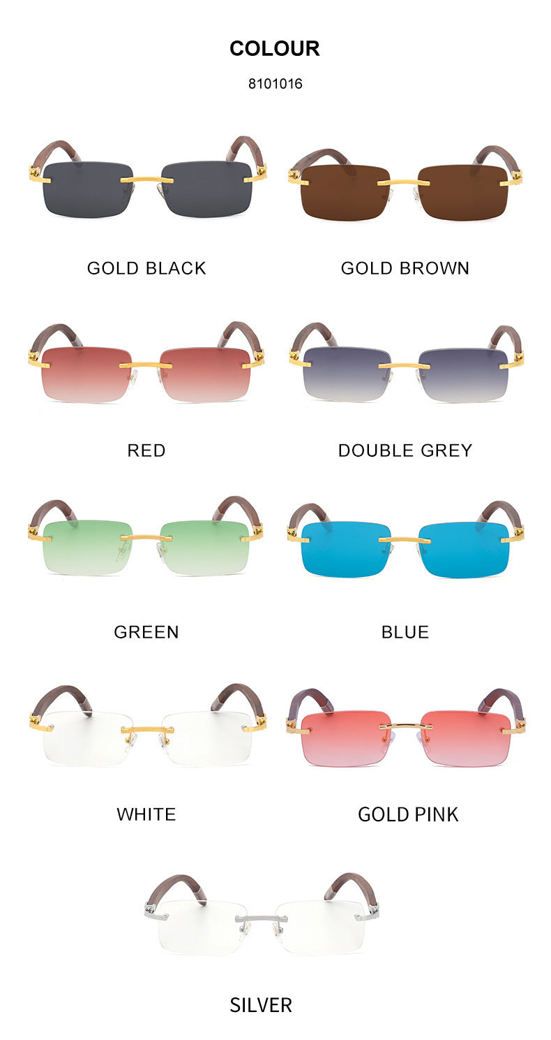 Fashion Sunglasses for Men Frameless Wooden Leg Slingshot Sunglasses Men Trendy Wooden Optical Frame sunglasses