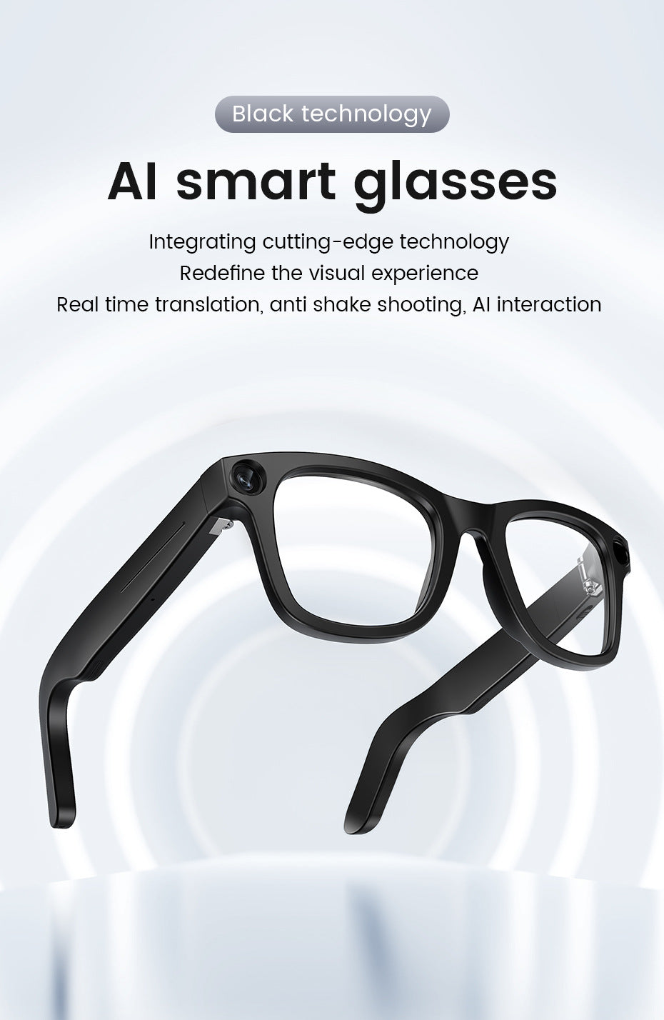 E03Smart Glasses800100 Megapixel Camera with Image Stabilization1200P Video Recording AI Simultaneous Translation Character Recognition
