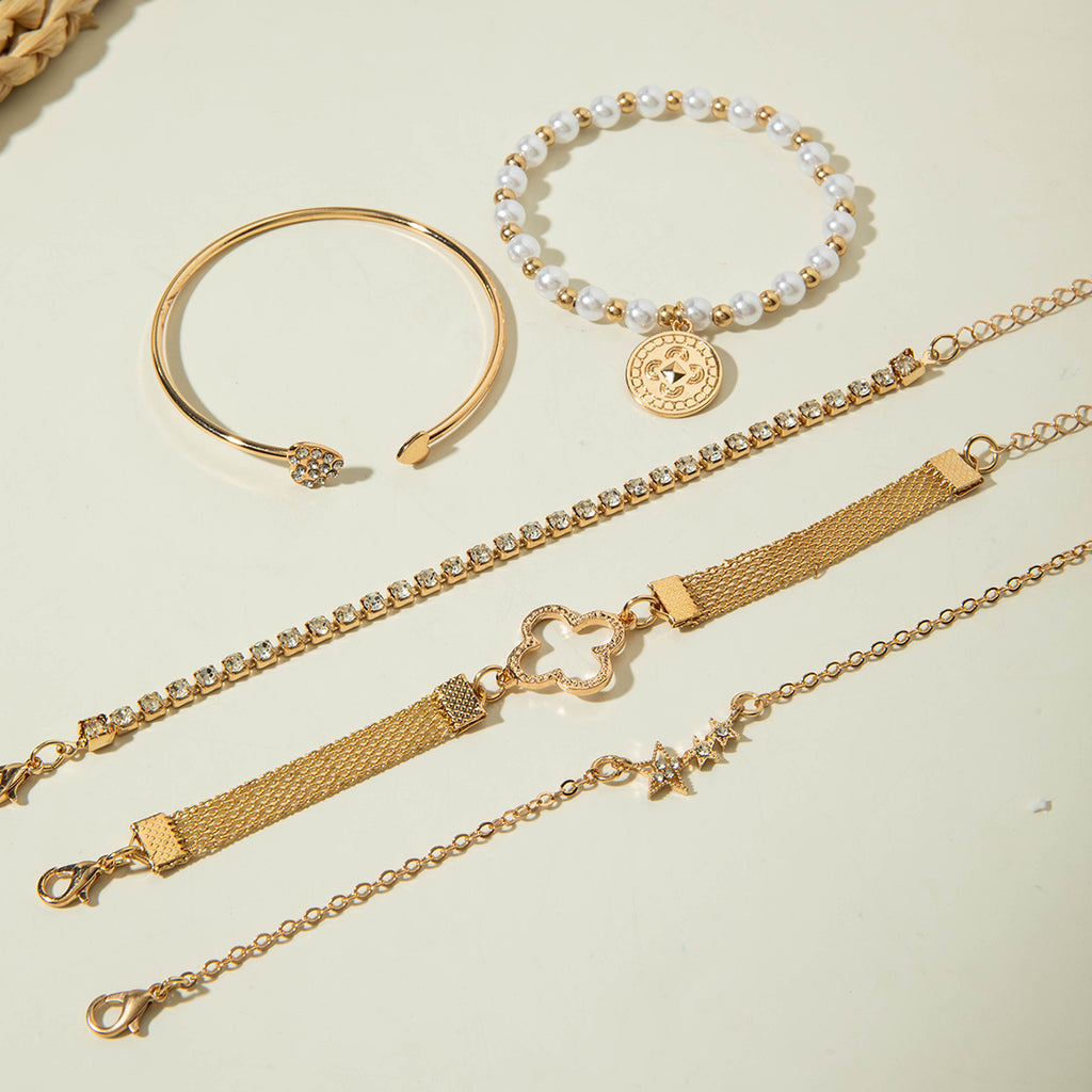 European and American Jewelry High-End Imitation Crystal Butterfly Bracelet Set Fashion Inlaid Diamond Heart Bracelet Wholesale